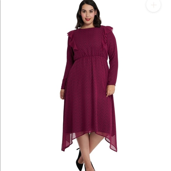 Wukogals Willow Chiffon Asymmetrical Dress Merlot - Picture 2 of 12